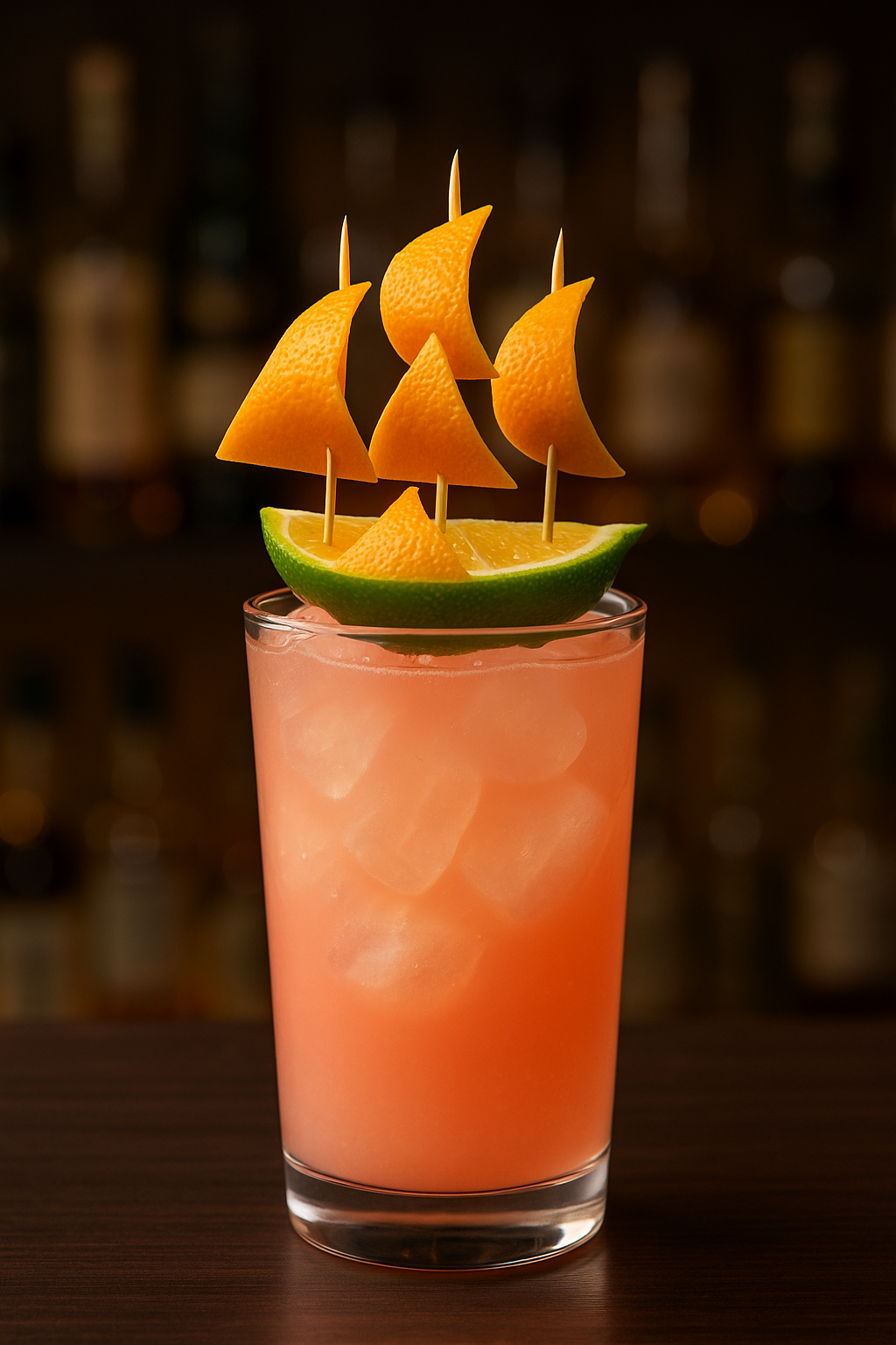 The Paloma Mocktail with Lime Ship Garnish