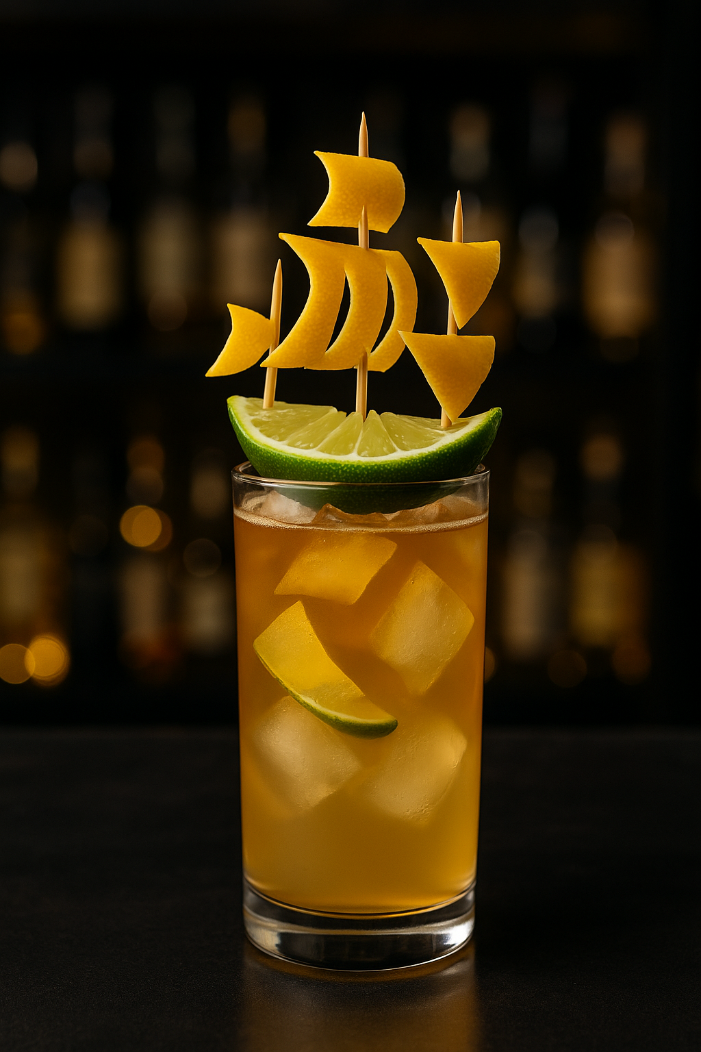 The Tropical Storm with Lime Ship Garnish