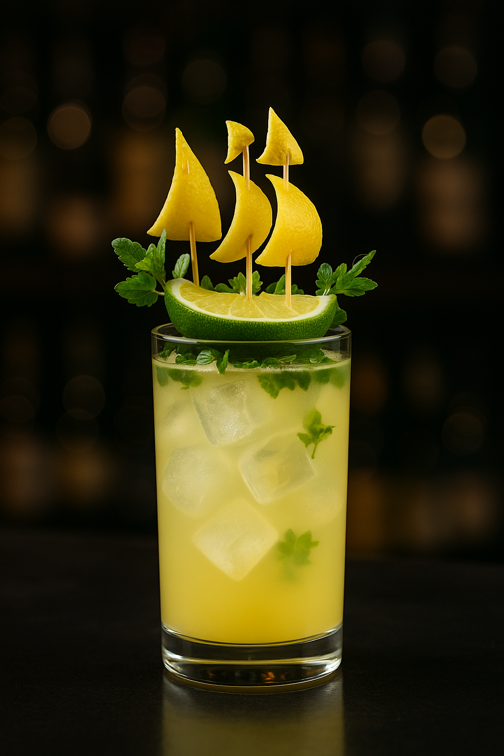 The Citrus Voyager with Lime Ship Garnish